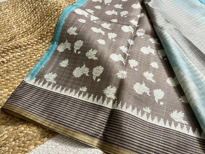 Powder Blue Semi Tussar Elegance