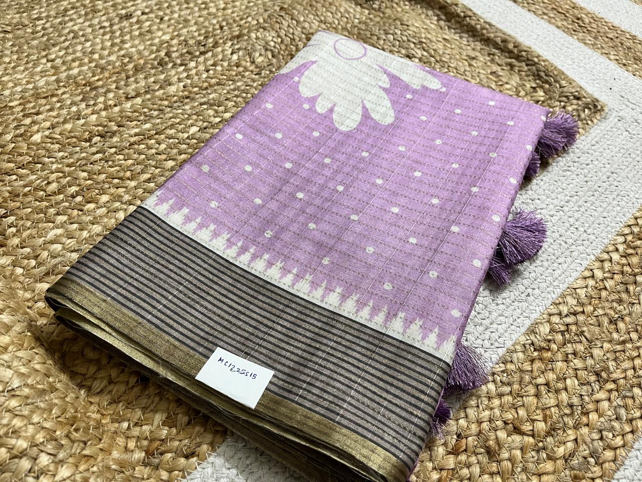 Lavender Semi Tussar Saree Elegance