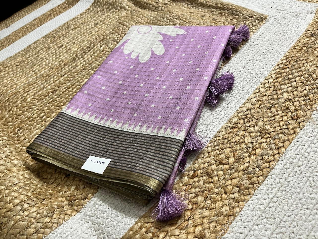 Lavender Semi Tussar Saree Elegance