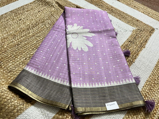 Lavender Semi Tussar Saree Elegance