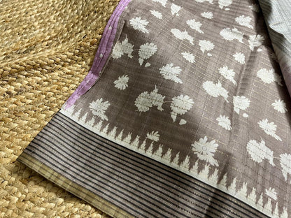 Lavender Semi Tussar Saree Elegance