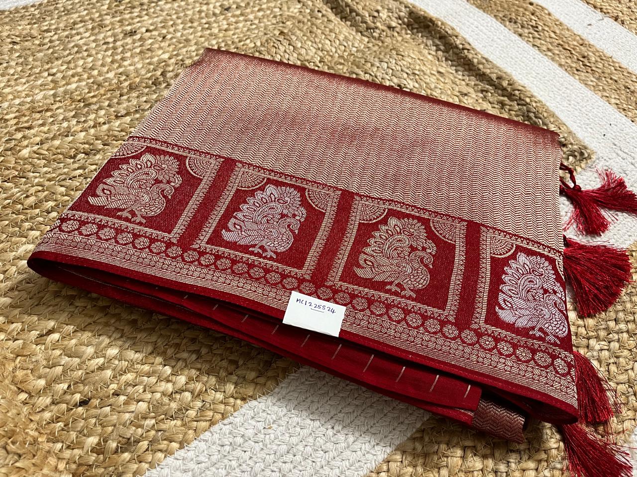 Red Banaras Saree with Golden Brocade