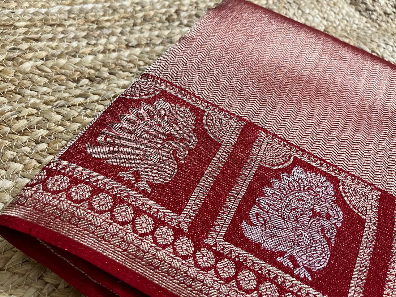 Red Banaras Saree with Golden Brocade