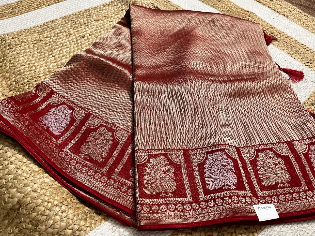Red Banaras Saree with Golden Brocade