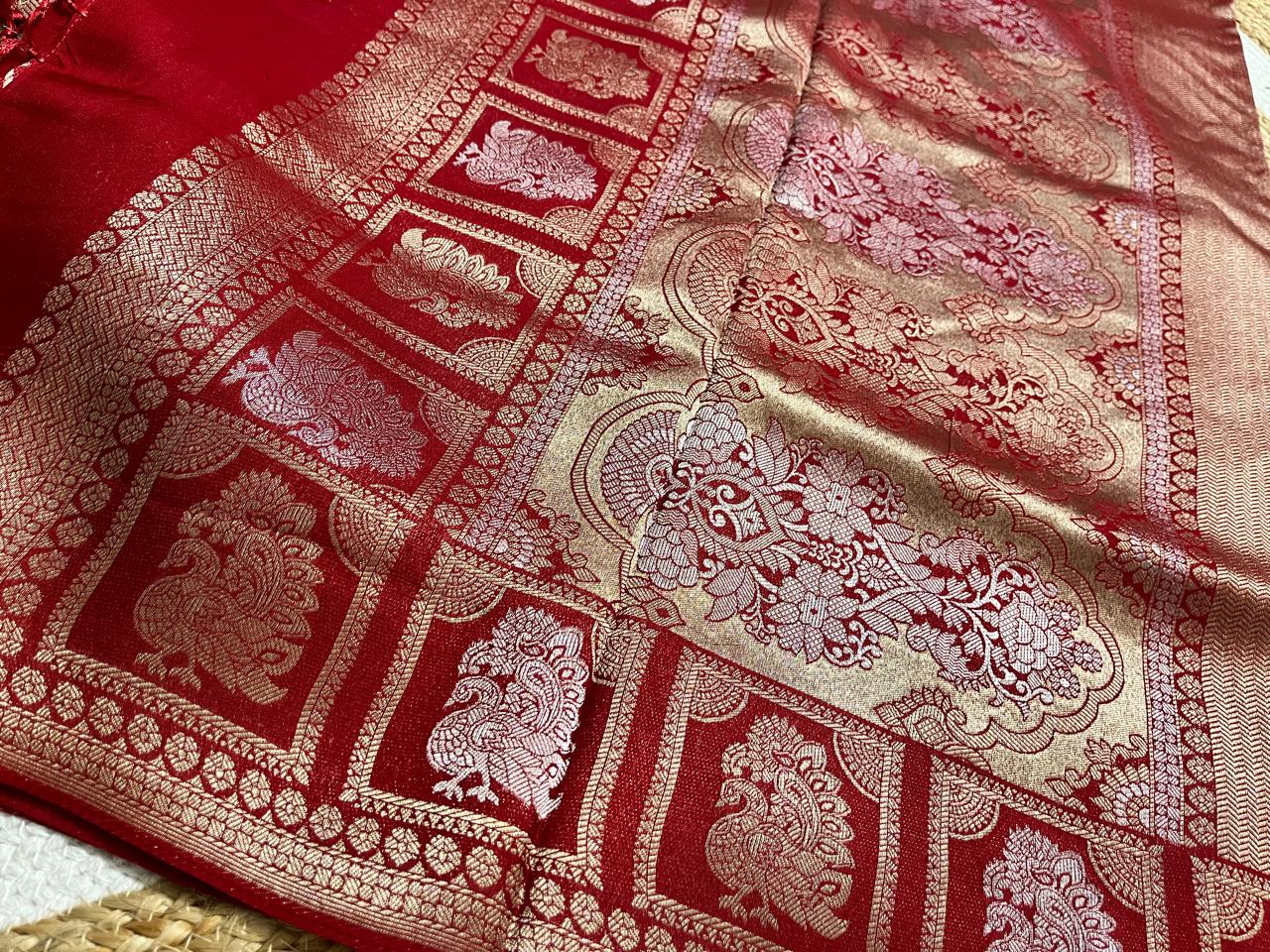 Red Banaras Saree with Golden Brocade