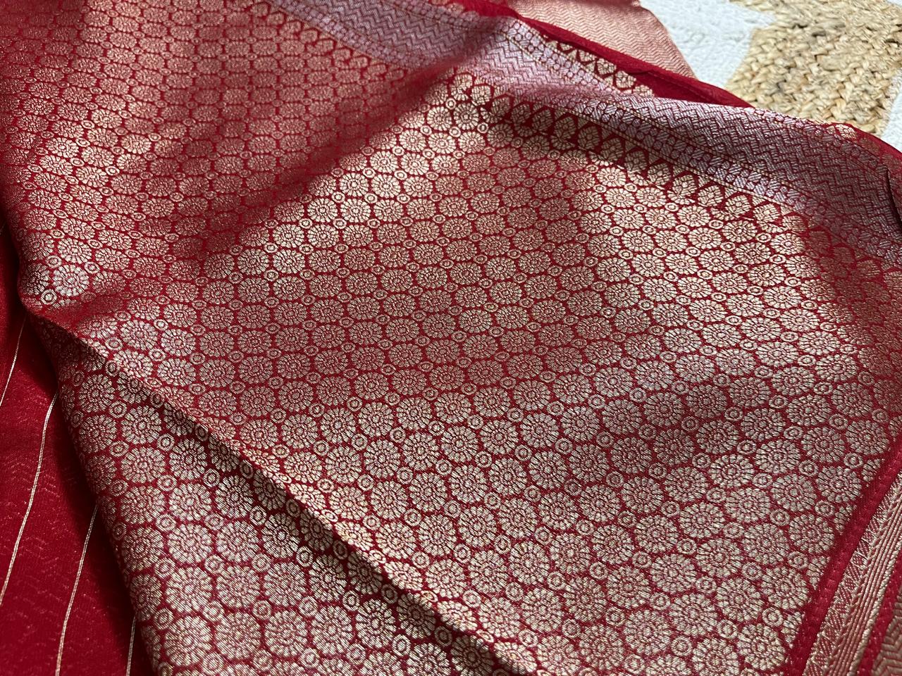 Red Banaras Saree with Golden Brocade