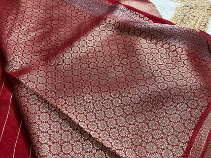 Red Banaras Saree with Golden Brocade