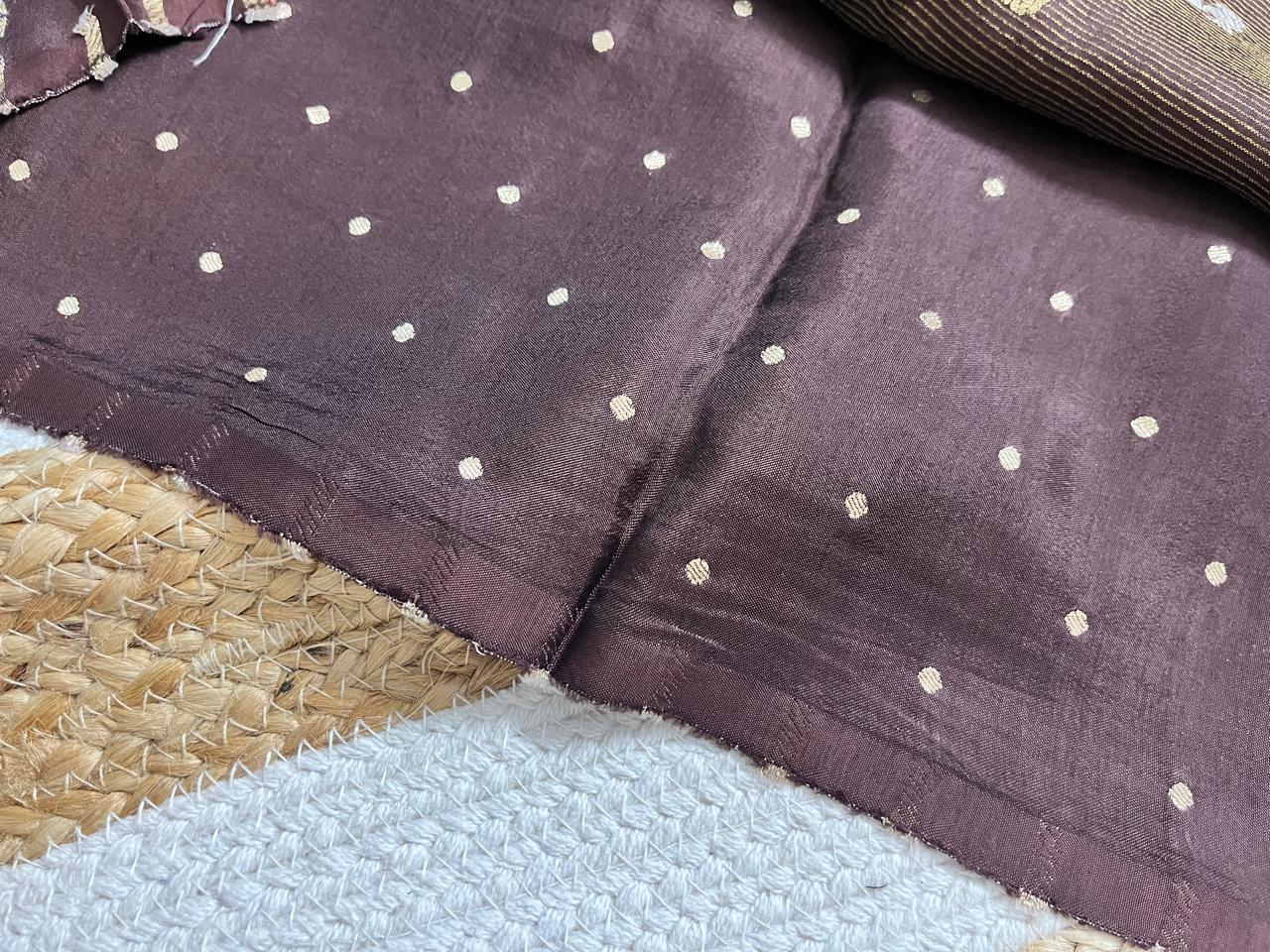 Rust Saree with Coffee Elephant Borders