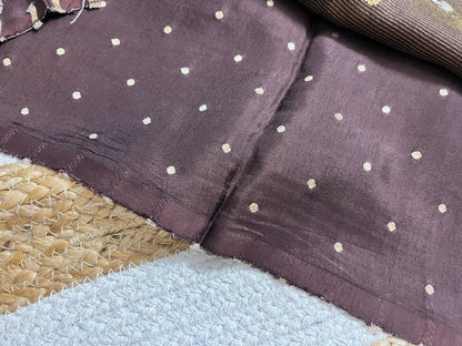 Rust Saree with Coffee Elephant Borders