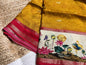 Yellow Crepe Saree with Flamingo Borders