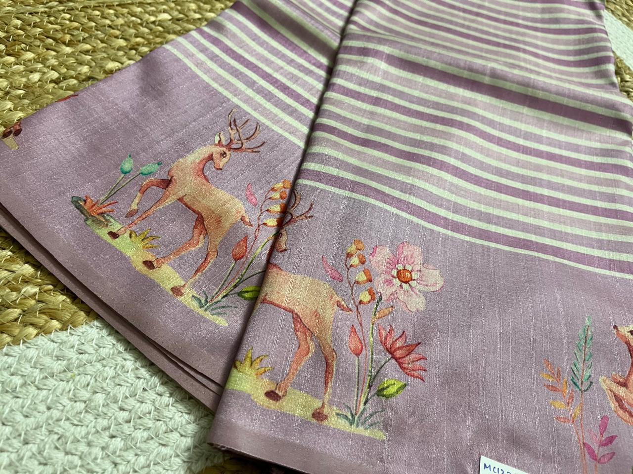 Lavender Saree with Animal Print Borders