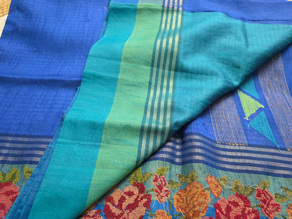 Peacock Blue Saree with Sky Borders