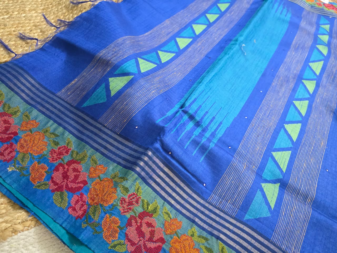 Peacock Blue Saree with Sky Borders